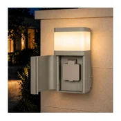 BRILAGI - Zunanja stenska svetilka z vtičnico SCHUKO PILLAR 1xG9/11W/230V IP44 siva