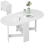 HOMCOM Zložljiva jedilna miza, 163x80 cm prostorsko varčna zložljiva pisalna miza z 2 ovalnimi krili za 6 oseb, kuhinjska miza z dvignjenim delom, idealna za dnevno sobo, dom, pisarno, bela