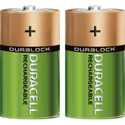 Duracell NiMH akumulatorska baterija Duracell, tipa D, 2.200 mAh, 1,2 V, 2 kosa, HR20, LR20, AM1