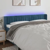 Vidaxl vidaXL Vzglavje postelje z LED diodo temno modro 163x16x78/88 cm žamet
