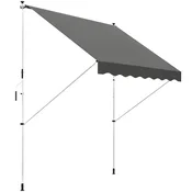 OUTSUNNY Zunanja tenda za sonce 3x1.5 m z zložljivim rokom, nastavljivim nagibom 0-90°, ročno krmiljena zunanja tenda za zaščito pred soncem iz aluminija, za vrt, balkon in teraso, siva