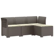 Vidaxl 4-sedežna vrtna sofa z blazinami, rattan videz PP Svetlo siva