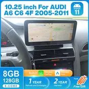 Nunoo Android 12 System Car Screen Player For Audi A6 C6 4F 2005-2011 GPS Navi Multimedia Stereo WiFi Google CarPlay Auto Radio