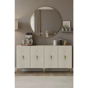Hanah Home komoda Salkim 150, 125 cm, bela / travertin / zlatna