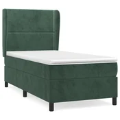 Vidaxl Box spring postelja z vzmetnico temno zelen 90x190 cm žamet