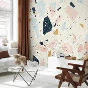 shumee Fototapeta - Terrazzo z velikimi luskastimi kamni v umirjenih barvah/Terrazzo z luskastimi kamni