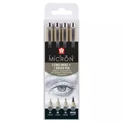 Set tehnickih olovaka Sakura Pigma Micron 3 fineliners a brush pen | tamnosive nijanse