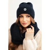 Kesi Womens set with a hat and a snood made of soft knit navy blue