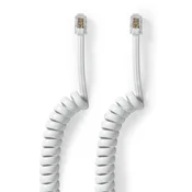 Nedis Telekomunikacijski kabel | RJ10 Moški | RJ10 Moški | 2,00 m | Izvedba kabla: Zvit | Vrsta kabla: RJ10 | Bela