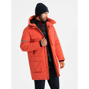 Ombre Mens long insulated jacket with reflective elements - orange