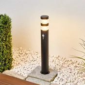 Lindby Lanea LED stenska svetilka, 60 cm, črna, senzor, IP44 - Sodobni - črna, prozorna - Nerjaveče jeklo