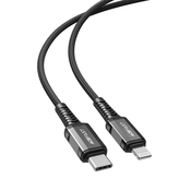 ACEFAST kabel tipa C za iPhone Lightning 8-pin MFi 3A PD30W aluminijasta zlitina C1-01 1,2 m črna