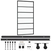 Vidaxl Drsna vrata z opremo ESG steklo in aluminij 102x205 cm