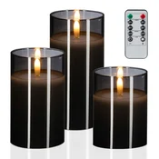 Northix LED brezplamenske sveče set pravi vosek daljinec časovnik