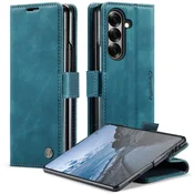 CaseMe Ovitek za Samsung Galaxy Z Fold7 5G, usnjen ovitek denarnica, moder
