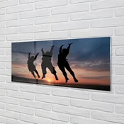 tulup.si Slika na akrilnem steklu Ljudje oblaki zahod 140x70 cm 4 obešalnika