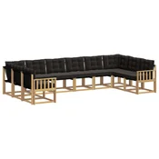 Set vanjskih sofa s jastukom 10 pcs Bijela i crna
