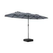 Costway Dvojni senčnik 400x212 cm pravokotni z ročnim mehanizmom siva