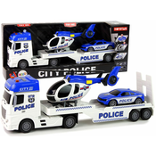 slomart LEAN TOYS Policijski set: Tovornjak, avto, helikopter z zvokom in lučmi
