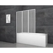 Aurlane zložljiva stena za kopalno kad White Cloud 120 cm x 130 cm bela 3-krilna