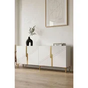 Hanah Home komoda Evva 150, 125 cm, bela / zlatna