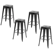 Homestar Set 4 barskih stolov 43x43x76 cm, črn kovinski