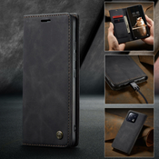 Etui CaseMe MagFlip za Honor 200 z najvišjim nivojem zaščite in samodejnim magnetnim zapiranjem - smooth black