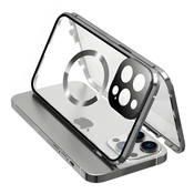 Magnetni Full-Body ovitek s steklom Stronghold MagLock za iPhone 13 Pro - titanium silver
