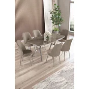 Lena - Anthracite, Chrome, Cappuccino AnthraciteChromeCappuccino Dining Table & Chairs Set (7 Pieces)