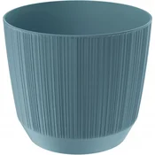 Prosperplast Plastični okrogli cvetlični lonček z utorjenim pokrovom, moder, 19,5 cm, Ryfo