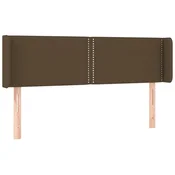 Vidaxl Vzglavje z ušesi temno rjavo 147x16x78/88 cm blago