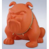 Casa Padrino luxury decorative figure bulldog dog with necklace orange/gold H. 55 cm - Resin decorative sculpture - Living room decoration - Luxury decorative animal figure