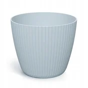 Prosperplast Plastični cvetlični lonček z okroglim žlebljenim pokrovom, svetlo siv, 17,8 cm, Lamia