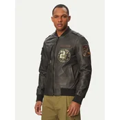 Aeronautica Militare Usnjena jakna 261PN5055U100839 Črna Regular Fit