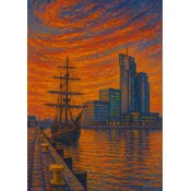 Plakat 30x40 cm Gdynia v slogu impresionizma Van Gogha