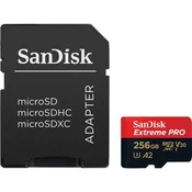 SanDisk Extreme PRO microSDXC 256 GB + SD adapter 200 MB/s in 140 MB/s A2 C10 V30 UHS-I U3