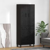 vidaXL Highboard s ladicama 2 pcs Crni hrast Inženjerska drva i staklo