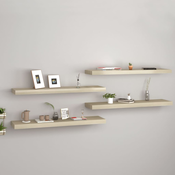 vidaXL Stenske police 4 kosi barva hrasta 90x23,5x3,8 cm MDF
