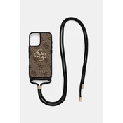 shumee Ovitek Guess 4G Big Logo za iPhone 16 rjave barve