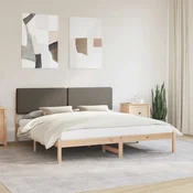 vidaXL Posteljni okvir z oblazinjenim vzglavjem Taupe 200 x 200 cm