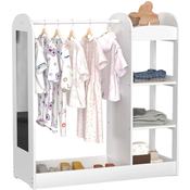 Kinder home Deciji stalak za odecu sa ogledalom kinder home - deciji otvoreni orman sa policama i vešalicama, bela ( AT-DC-2108-V )