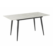 Miza Berwyn 1412 (Črna + Beli marmor) Črna, Beli marmor, 75x80x120cm, Podaljšanje, MDF plošča, Kovina