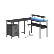 Pisalna miza z osvetlitvijo SOLEA-X rjava/črna