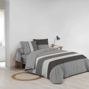Črno-bela podaljšana bombažna posteljnina za zakonsko posteljo z rjuho 6-delna 240x220 cm Meiko – douceur dintérieur