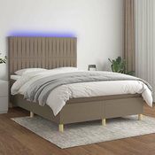 vidaXL vidaXL Box spring postelja z vzmetnico LED taupe 140x200 cm blago, (20894900)