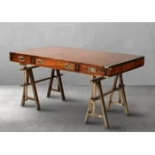 Casa Padrino luxury vintage industrial style desk brown/brass 149 x 85 x H. 77.5 cm - Office table with 3 drawers - Luxury vintage industrial style office furniture