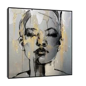 Canvas Slika na platnu Eleonora, 140x140 cm, Sa ramom, Crna