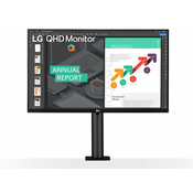 Monitor LG ERGO 27QN880P-B 27 IPS 2560x1440 75Hz 5ms GtG HDMIx2,DP,USB Freesync VESA pivot,visina