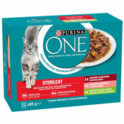 PURINA ONE STERILCAT vrečke – govedina, losos in korenje, puran in stročji fižol v okusnem soku 12x85 g