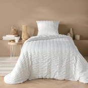 Bela enojna posteljnina iz krepa 140x200 cm Plissia – douceur dintérieur